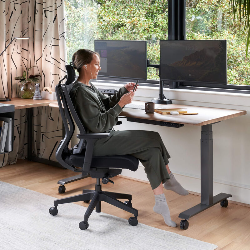 comfort edge 60x30 in walnut finish used in a home office setting image number null